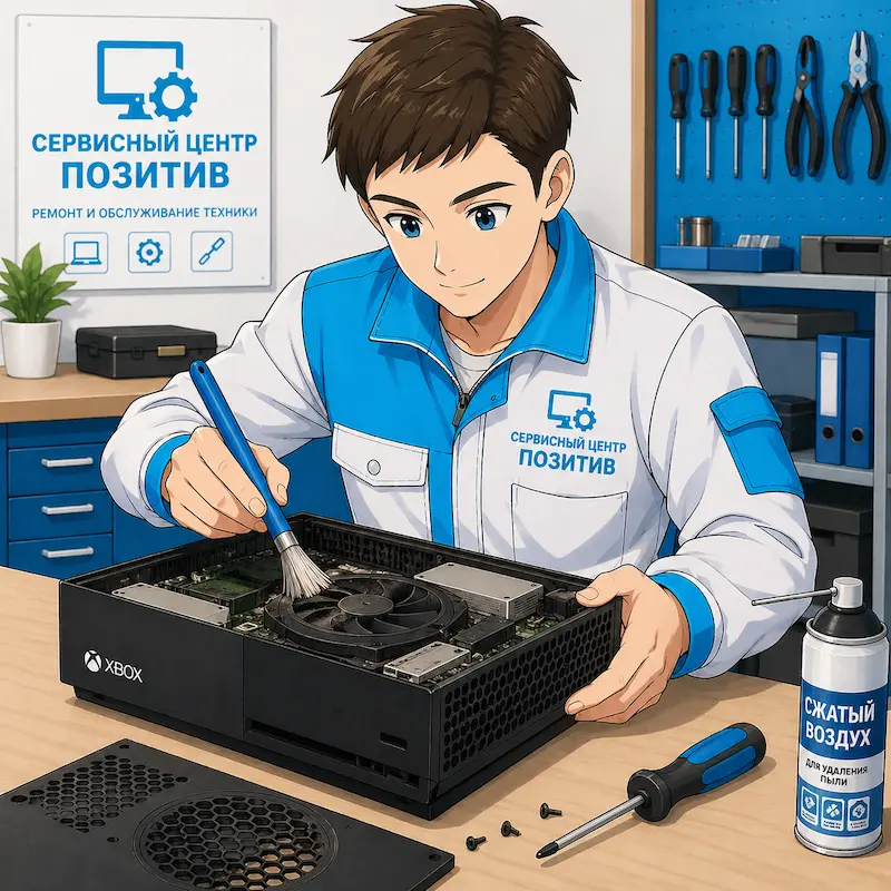 Чистка игровой приставки от пыли и замена термопасты в Тамбове